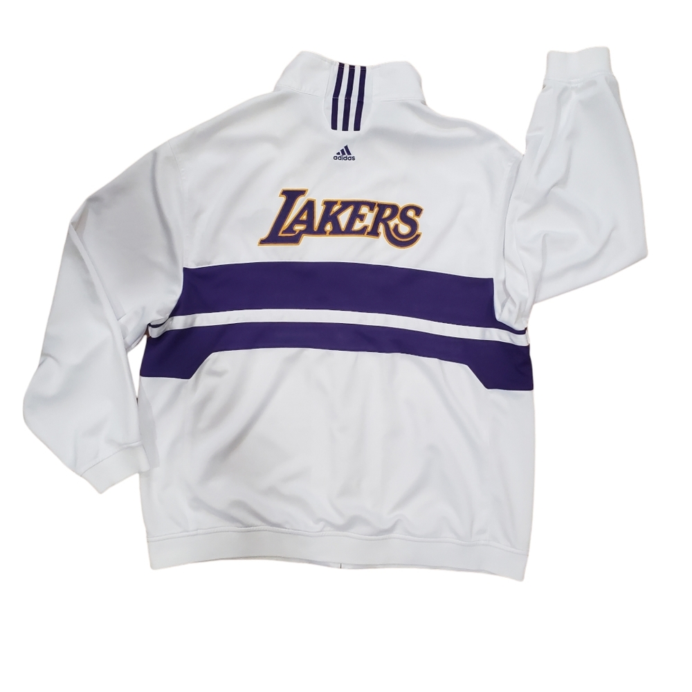 Los Angeles Lakers White Adidas Jacket - Picture 7 of 11